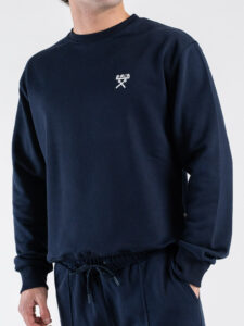 BERNA Felpa regular girocollo in cotone leggero 261053 Blu (2)