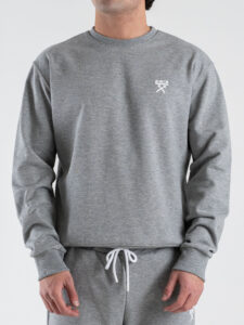 BERNA Felpa regular girocollo in cotone leggero 261053 Grigio Melange (4)