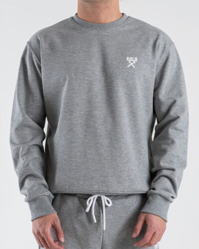 BERNA Felpa regular girocollo in cotone leggero 261053 Grigio Melange