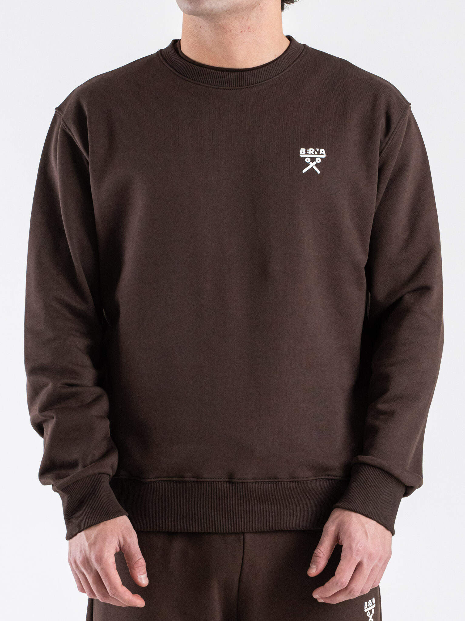 BERNA Felpa regular girocollo in cotone leggero 261053 Moro