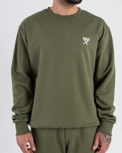 BERNA Felpa regular girocollo in cotone leggero 261053 Muschio