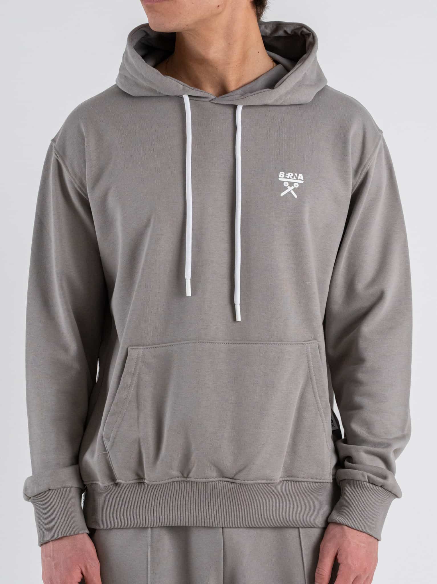 BERNA Felpa regular in cotone leggero con cappuccio 261052 Ferro