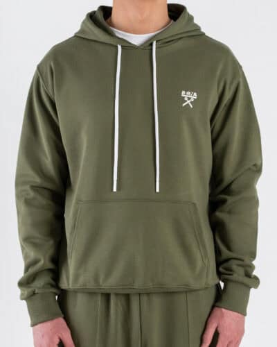 BERNA Felpa regular in cotone leggero con cappuccio 261052 Muschio