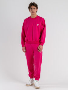 BERNA Felpa vintage fit in cotone girocollo 261051 Fucsia (1)