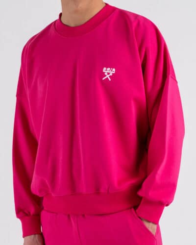BERNA Felpa vintage fit in cotone leggero girocollo 261051 Fucsia