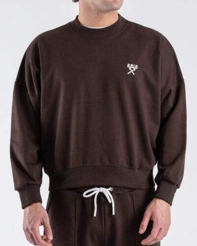 BERNA Felpa vintage fit in cotone leggero girocollo 261051 Moro