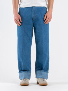 BERNA Jeans gamba morbida con fibbie e risvoto sul fondo 261373 Azzurro Denim (2)