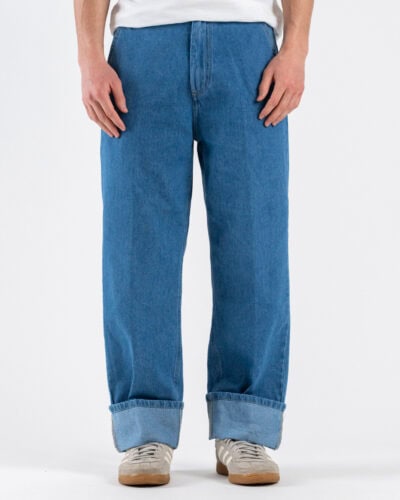 BERNA Jeans gamba morbida con fibbie e risvoto sul fondo 261373 Azzurro Denim