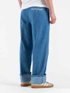 BERNA Jeans gamba morbida con fibbie e risvoto sul fondo 261373 Azzurro Denim (4)