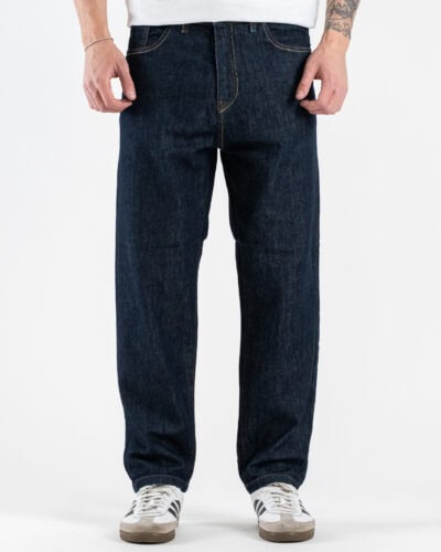 BERNA Jeans loose fit con logo posteriore ricamato in fantasia 261004 Blu Scuro