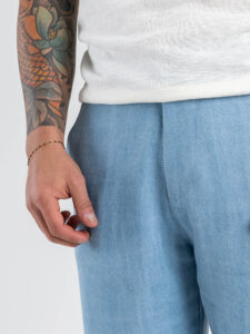 BERNA Pantalone straight morbido 261038 Azzurro (7)