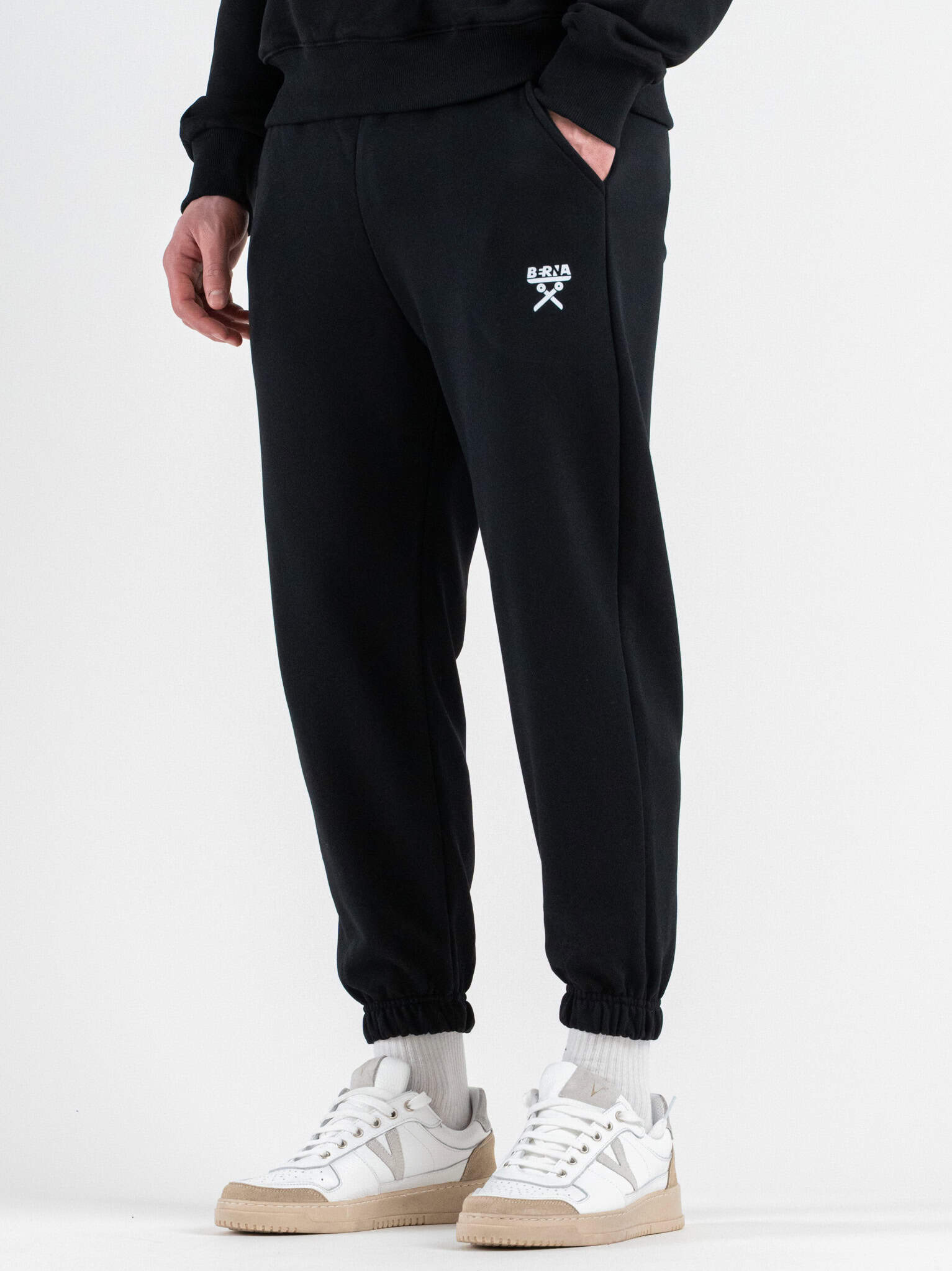 BERNA Pantalone tuta in cotone leggero con polsini 261058 Nero