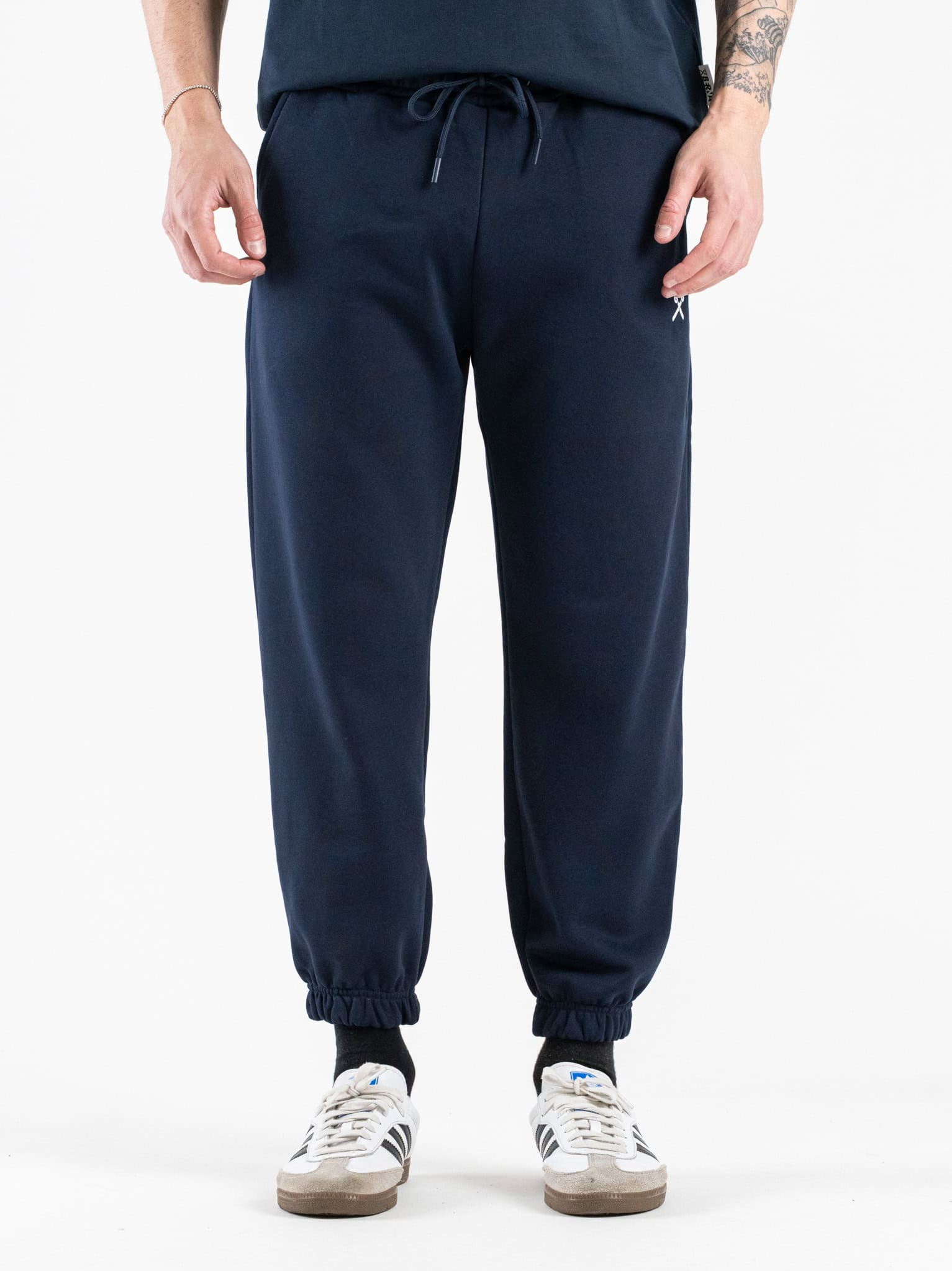 BERNA Pantalone tuta in cotone leggero con polsini 261058 Blu