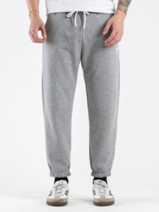 BERNA Pantalone tuta in cotone leggero con polsini 261058 Grigio Melange (4)