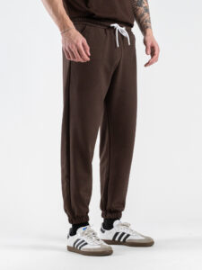 BERNA Pantalone tuta in cotone leggero con polsini 261058 Moro (3)