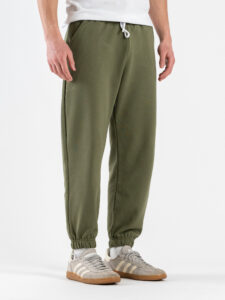 BERNA Pantalone tuta in cotone leggero con polsini 261058 Muschio (3)