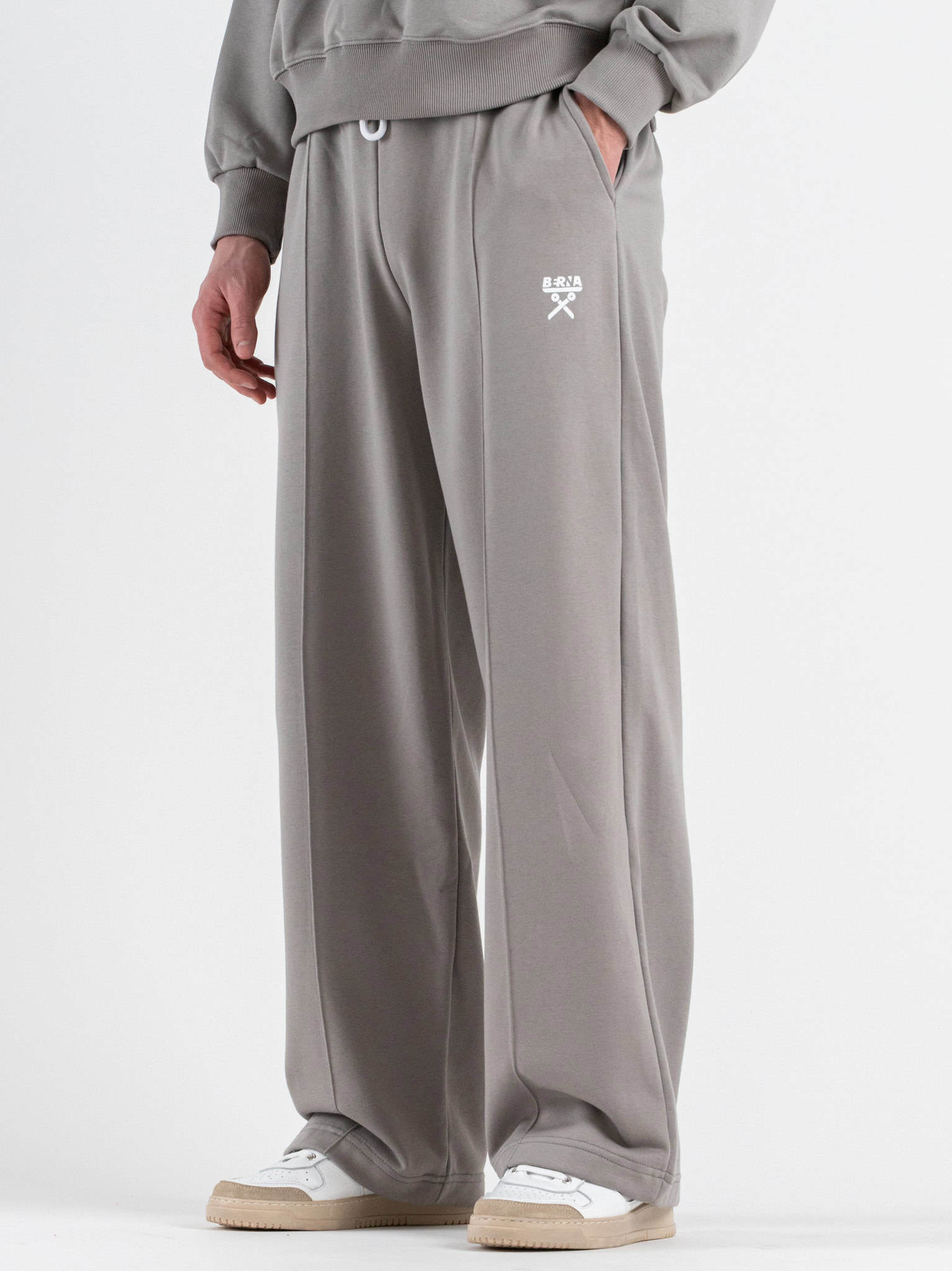 BERNA Pantalone tuta over in cotone leggero a palazzo 261056 Ferro