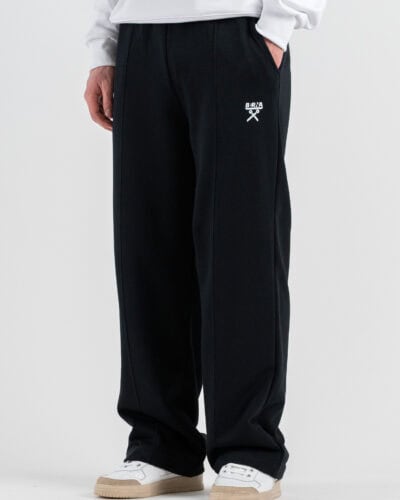 BERNA Pantalone tuta over in cotone leggero a palazzo 261056 Nero