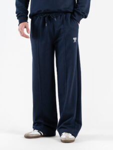 BERNA Pantalone tuta over in cotone leggero a palazzo 261056 Blu (2)