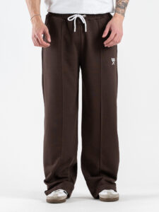 BERNA Pantalone tuta over in cotone leggero a palazzo 261056 Moro (2)