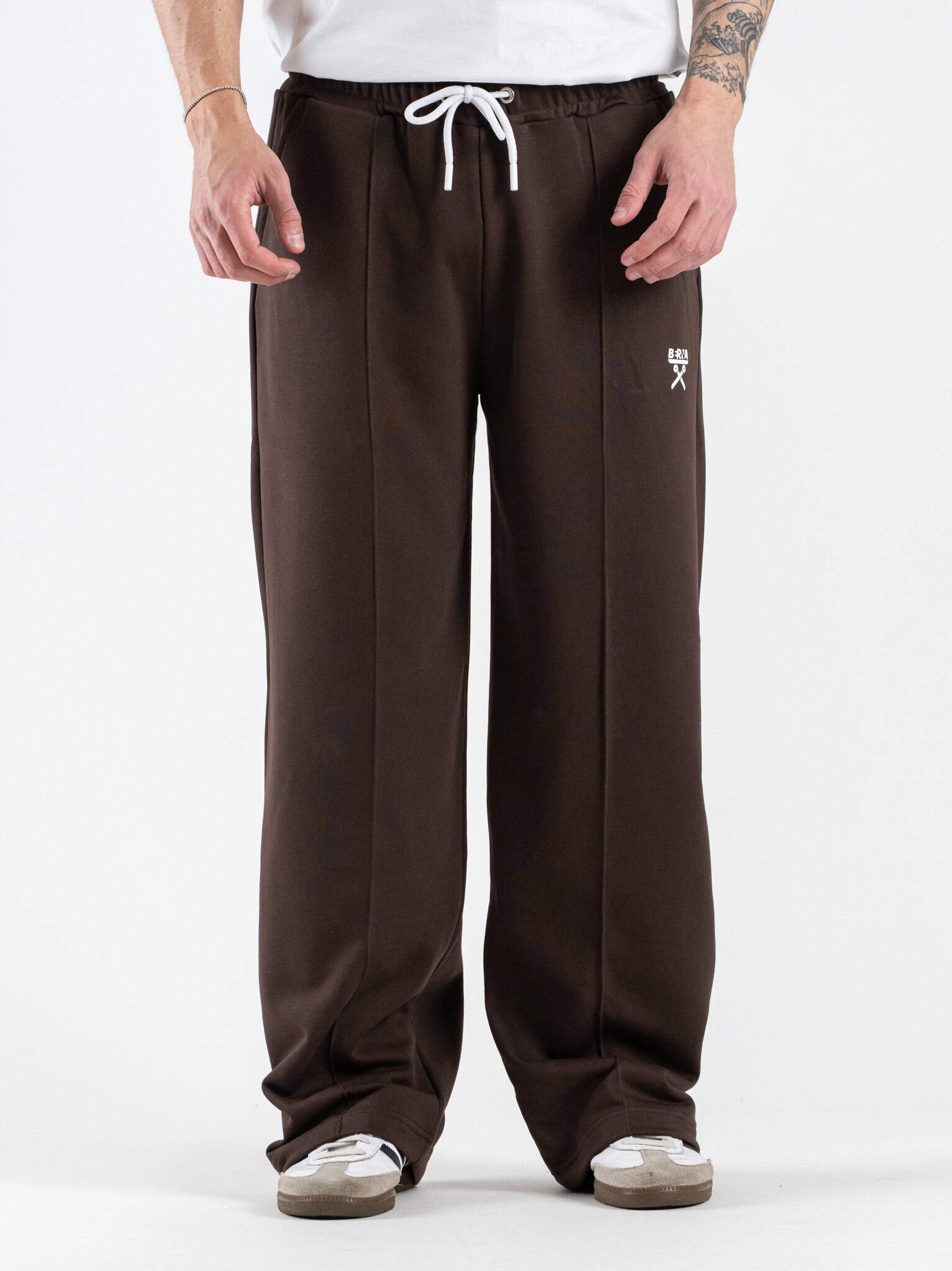 BERNA Pantalone tuta over in cotone leggero a palazzo 261056 Moro