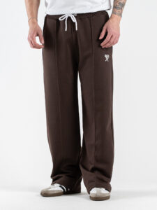 BERNA Pantalone tuta over in cotone leggero a palazzo 261056 Moro (3)