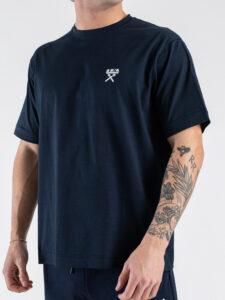 BERNA T-shirt basic over a mezza manica con logo sul cuore 261061 Blu (2)
