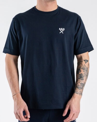 BERNA T-shirt basic over a mezza manica con logo sul cuore 261061 Blu