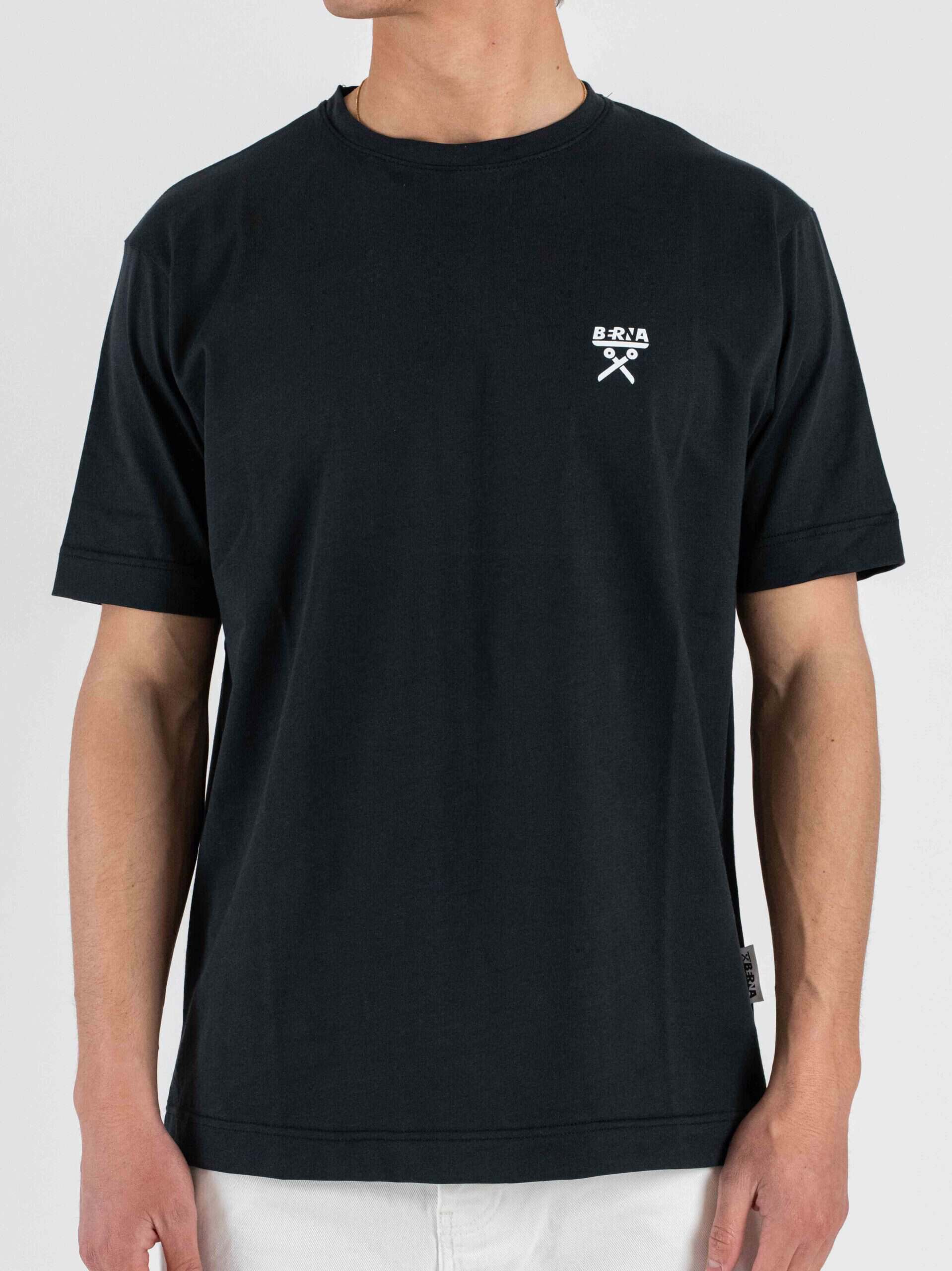 BERNA T-shirt basic over a mezza manica con logo sul cuore 261061 Iron Grey