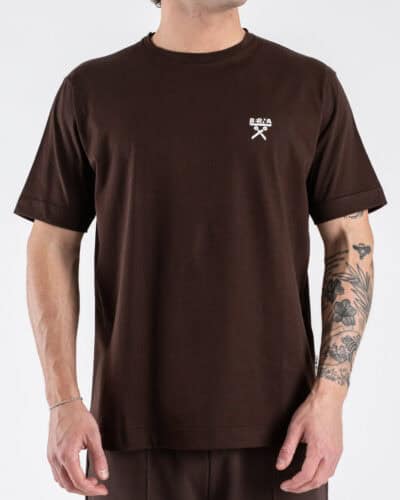 BERNA T-shirt basic over a mezza manica con logo sul cuore 261061 Moro
