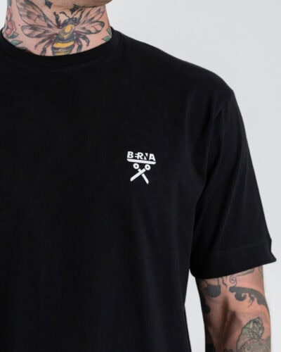 BERNA T-shirt basic over a mezza manica con logo sul cuore 261061 Nero