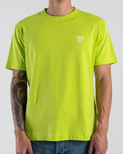 BERNA T-shirt basic over a mezza manica con logo sul cuore 261061 New Lime