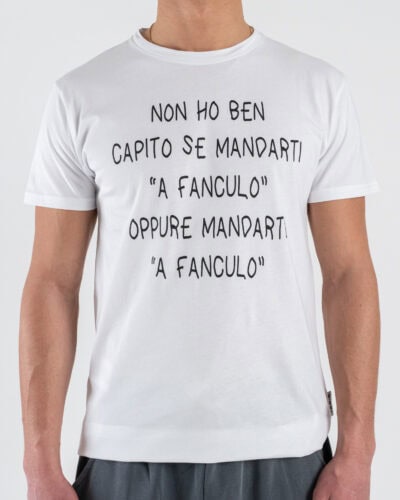 BERNA T-shirt in cotone con scritta frontale "a fanculo" 261100 Bianco
