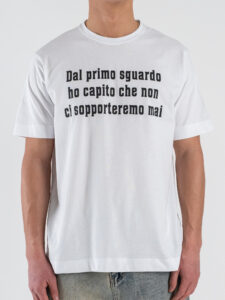 BERNA T-shirt over in cotone con scritta dal primo sguardo frontale 261114 Bianco (3)