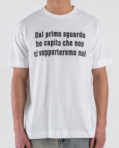BERNA T-shirt over in cotone con scritta "primo sguardo" frontale 261114 Bianco