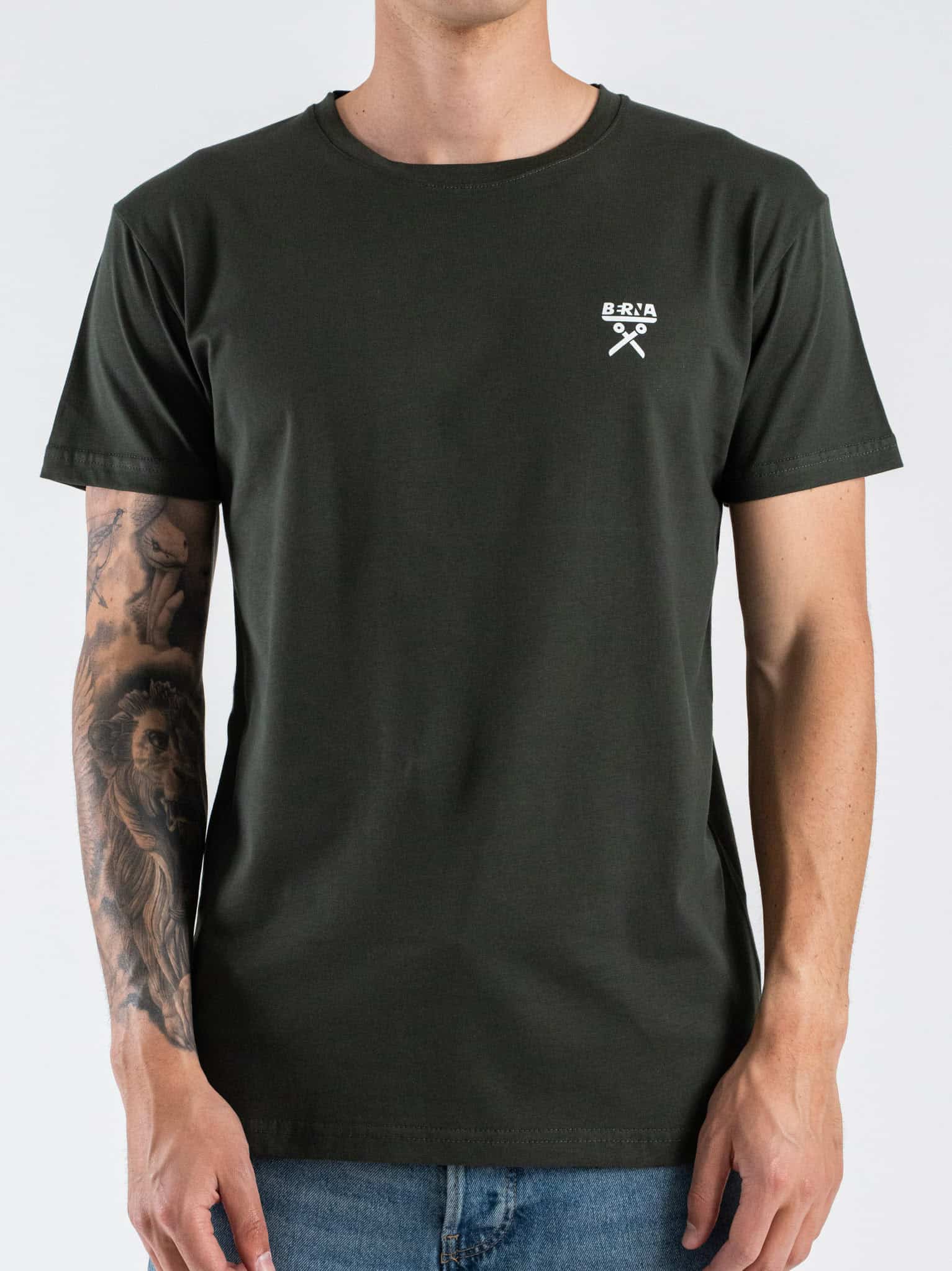 BERNA T-shirt regular in cotone con logo sul cuore 261062 Army