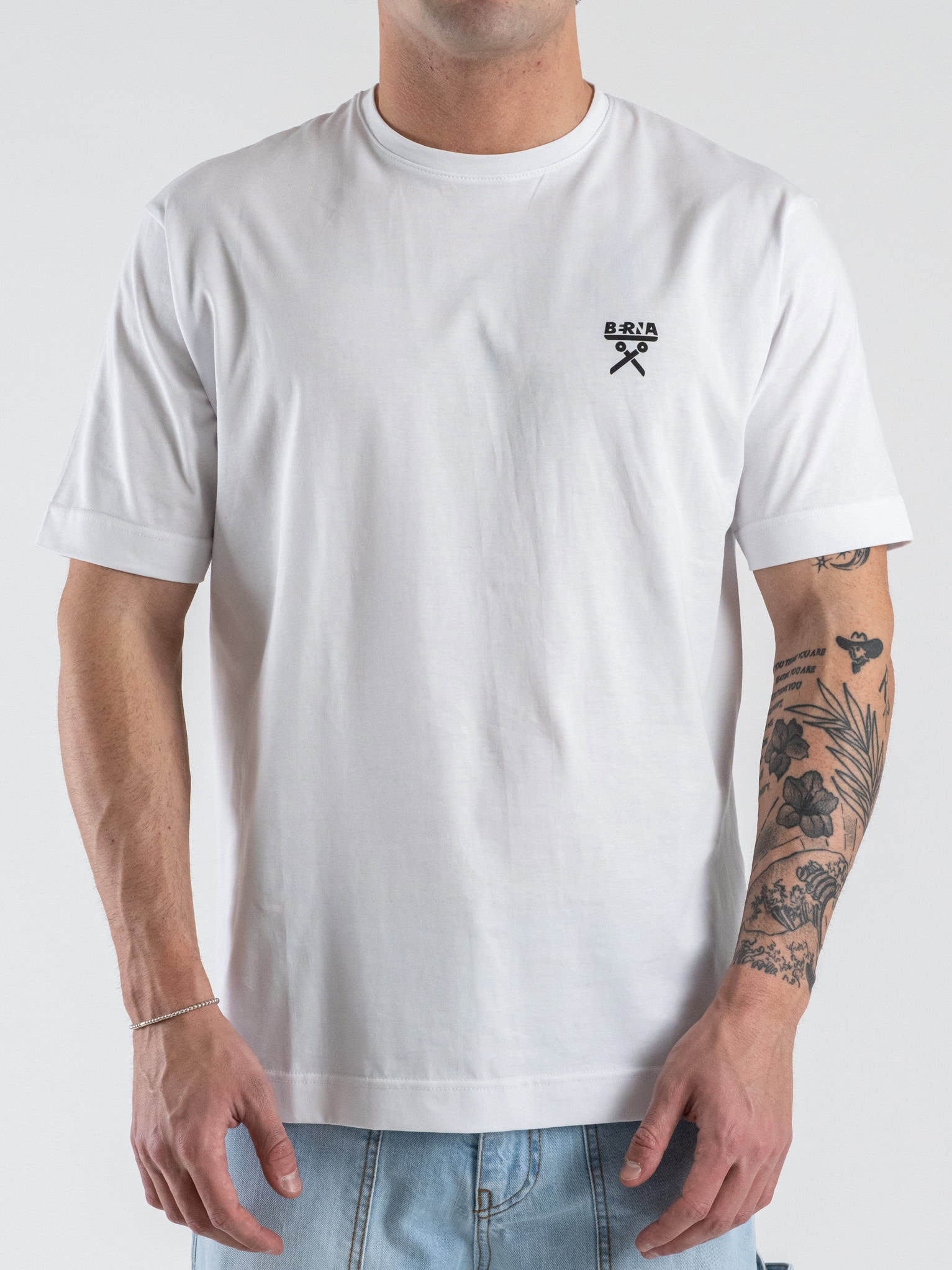 BERNA T-shirt regular in cotone con logo sul cuore 261062 Bianco