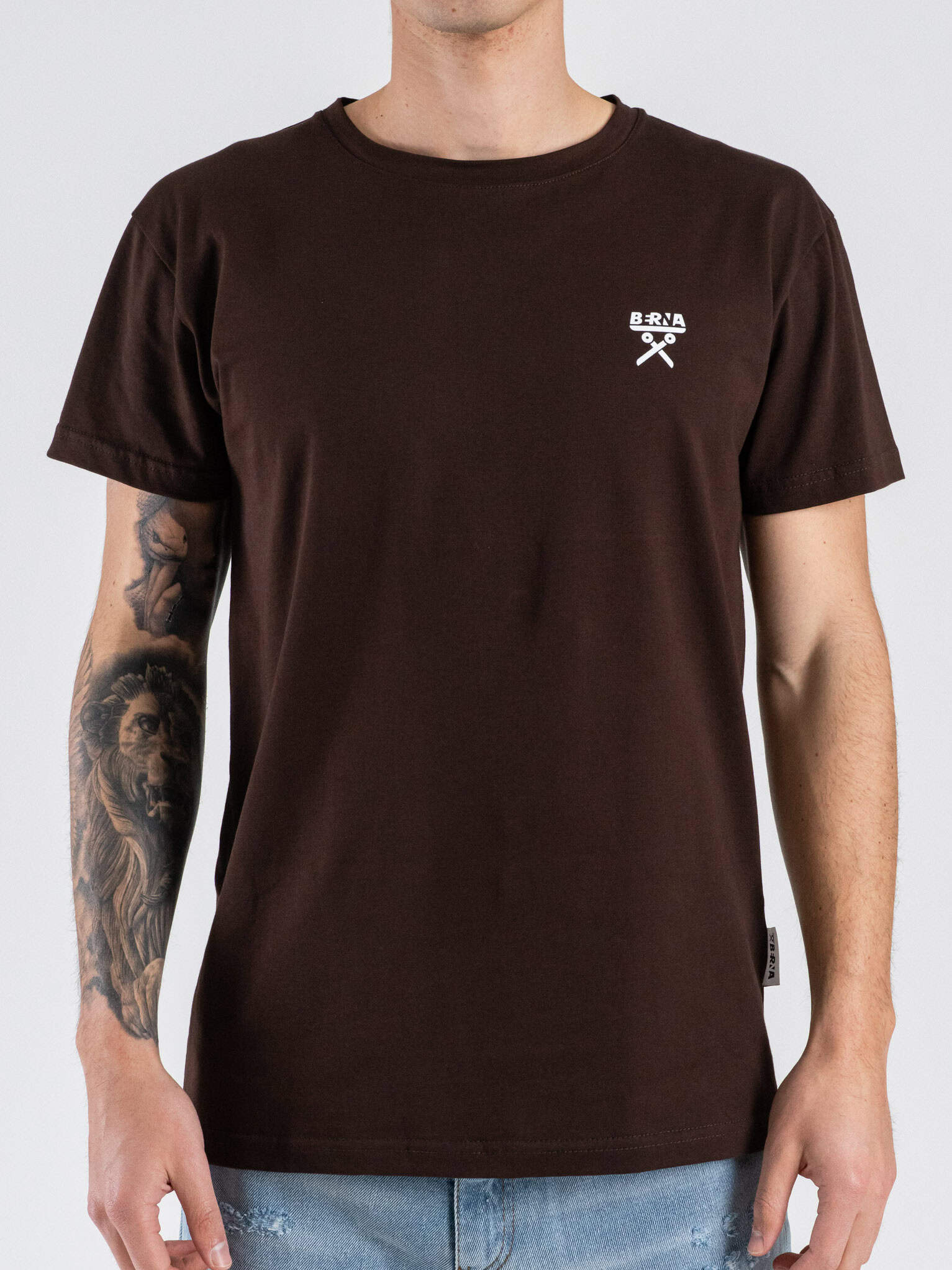 BERNA T-shirt regular in cotone con logo sul cuore 261062 Moro