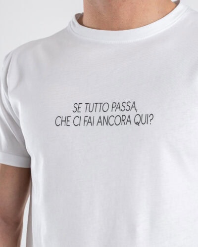 BERNA T-shirt regular in cotone con scritta frontale "se tutto passa" 261104 Bianco