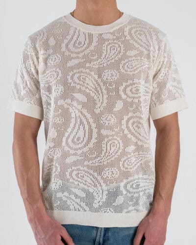 BERNA T-shirt regular mezza manica traforata 261017 Gesso