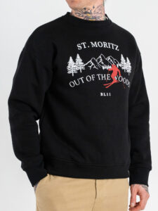 BL11 Felpa regular girocollo con stampa ST.MORITZ Nero (2)