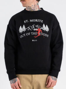 BL11 Felpa regular girocollo con stampa ST.MORITZ Nero (3)