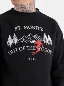 BL11 Felpa regular girocollo con stampa ST.MORITZ Nero (4)