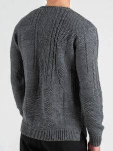 BL11 Maglione regular girocollo intarsio disegni NOICATTARO Grigio Medio (5)