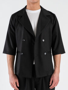 GIANNI LUPO Giacca da coordinato regular a doppiopetto con manica a 34 GL003LT Black (3)