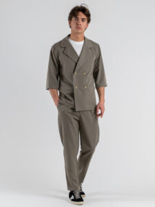 GIANNI LUPO Giacca da coordinato regular a doppiopetto con manica a 34 GL003LT Green (1)