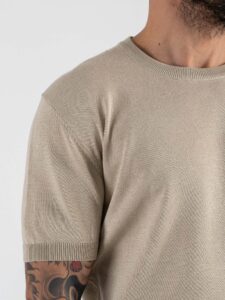 GIANNI LUPO Maglia girocollo regular in viscosa GL510S Beige (2)