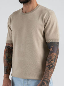 GIANNI LUPO Maglia girocollo regular in viscosa GL510S Beige (4)