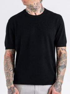 GIANNI LUPO Maglia girocollo regular in viscosa GL510S Black (4)