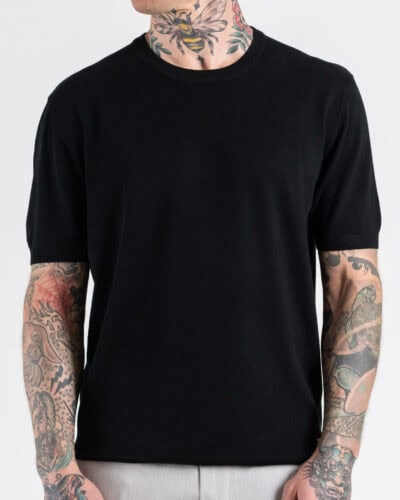 GIANNI LUPO Maglia girocollo regular in viscosa GL510S Black